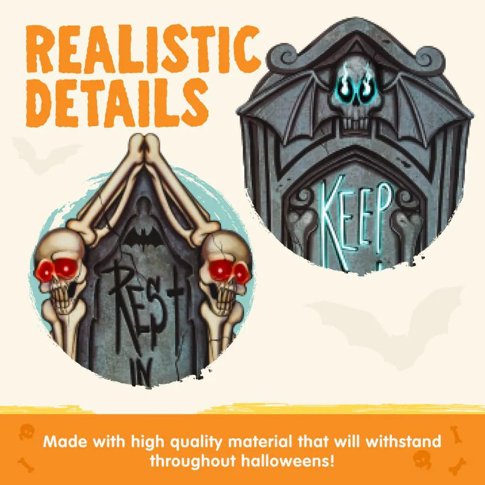 16" 9 Pcs Halloween Tombstones Decorations