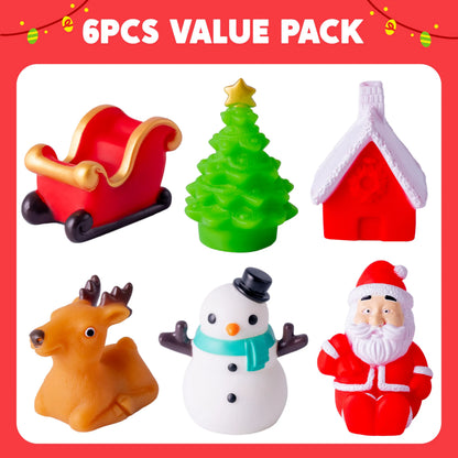 6 Pack Christmas Glow Bath Toys