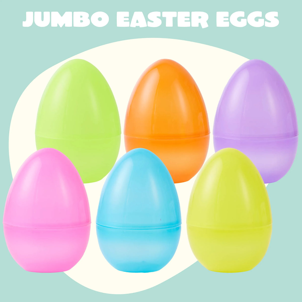 6 Large Clear Easter Eggs, 6-Inch Jumbo Plastic Fillable Eggs for Easter Hunt