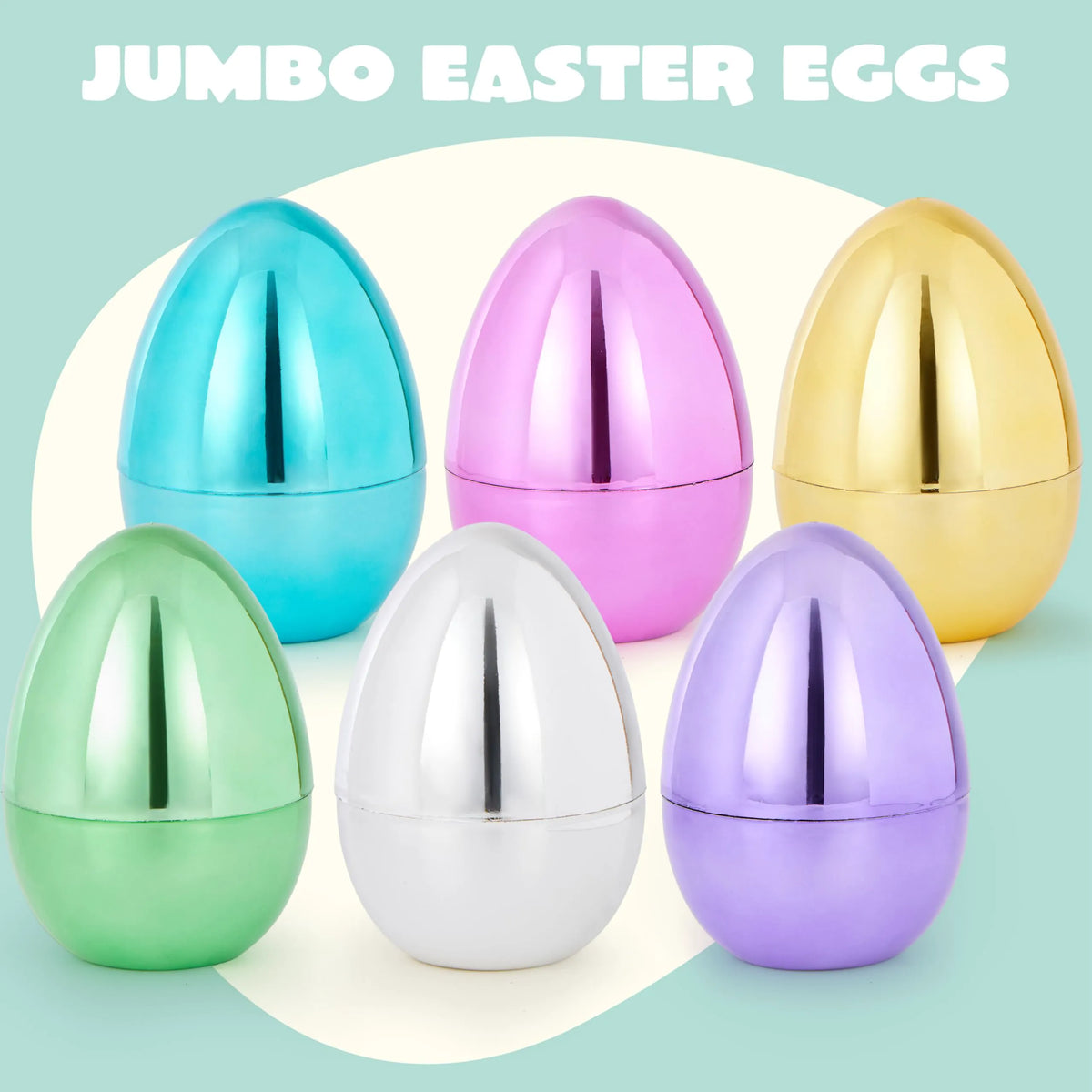 12 Large Metallic Easter Eggs, 6-Inch Colorful Jumbo Fillable Eggs