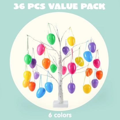 36 PCS 3.15" Easter Eggs with Hanging Ribbon for Easter Hunt