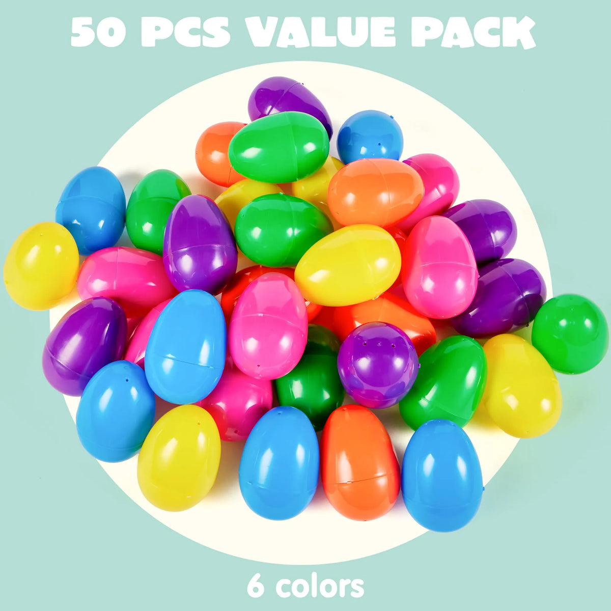 1000 Pcs Fillable Plastic Eggs - Empty, Colorful, Bright Eggshells (3.15 Inches)