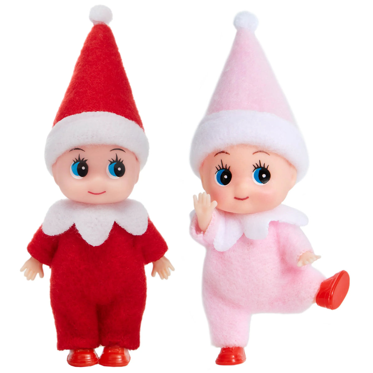 2 Pack Christmas Elf Plush Dolls, Red and Pink