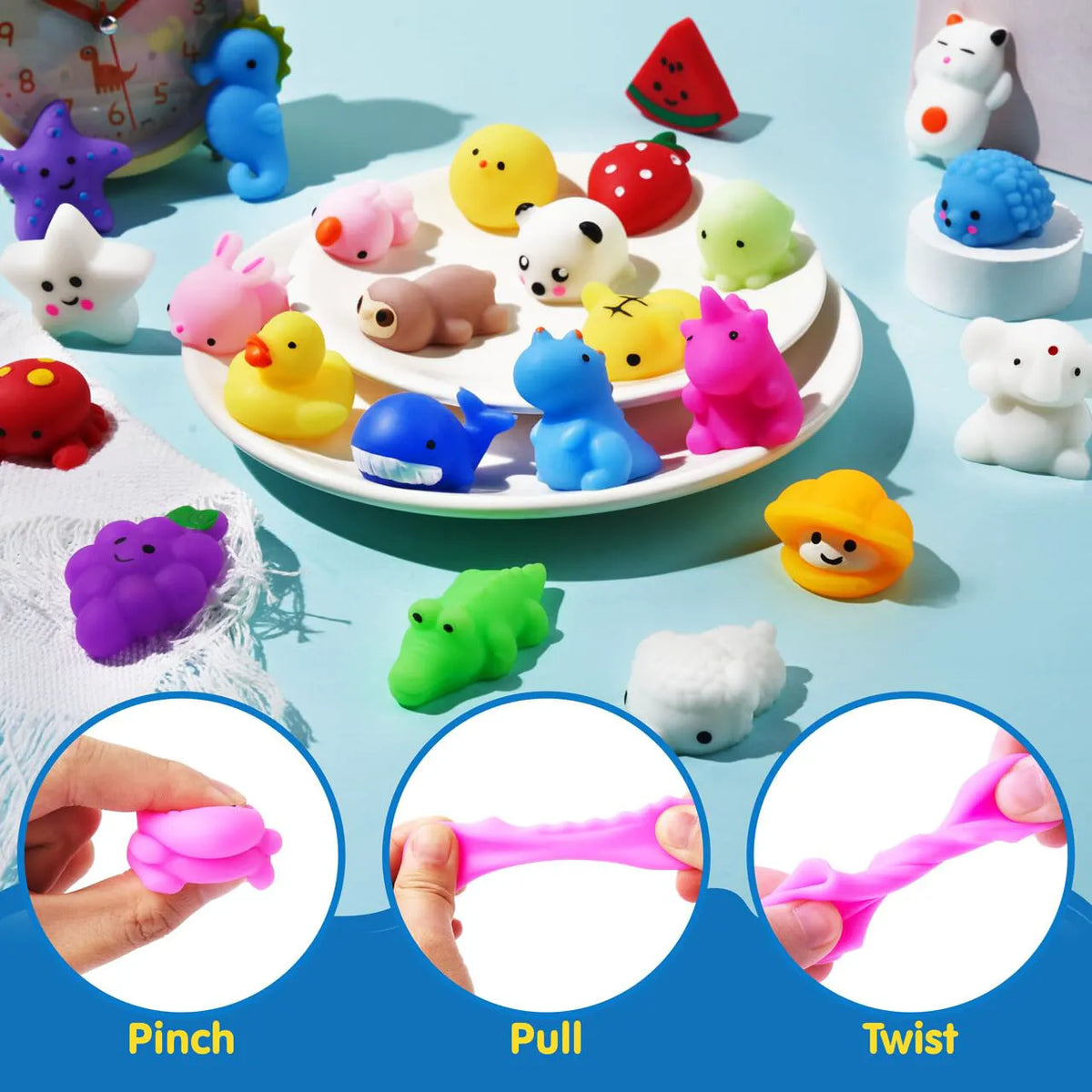 25-Pack Mini Squishy Mochi Toys, Party Favors for Kids