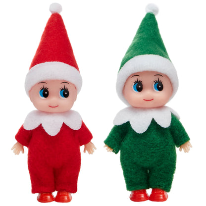2 Pack Christmas Elf Plush Dolls, Red and Green