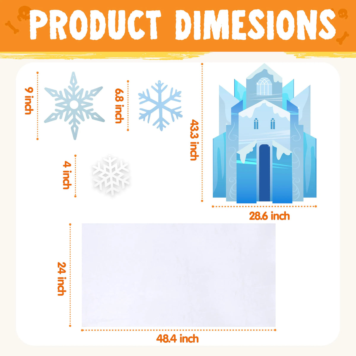 Halloween Trunk or Treat Ice Castle Snow Theme Decorations Kit