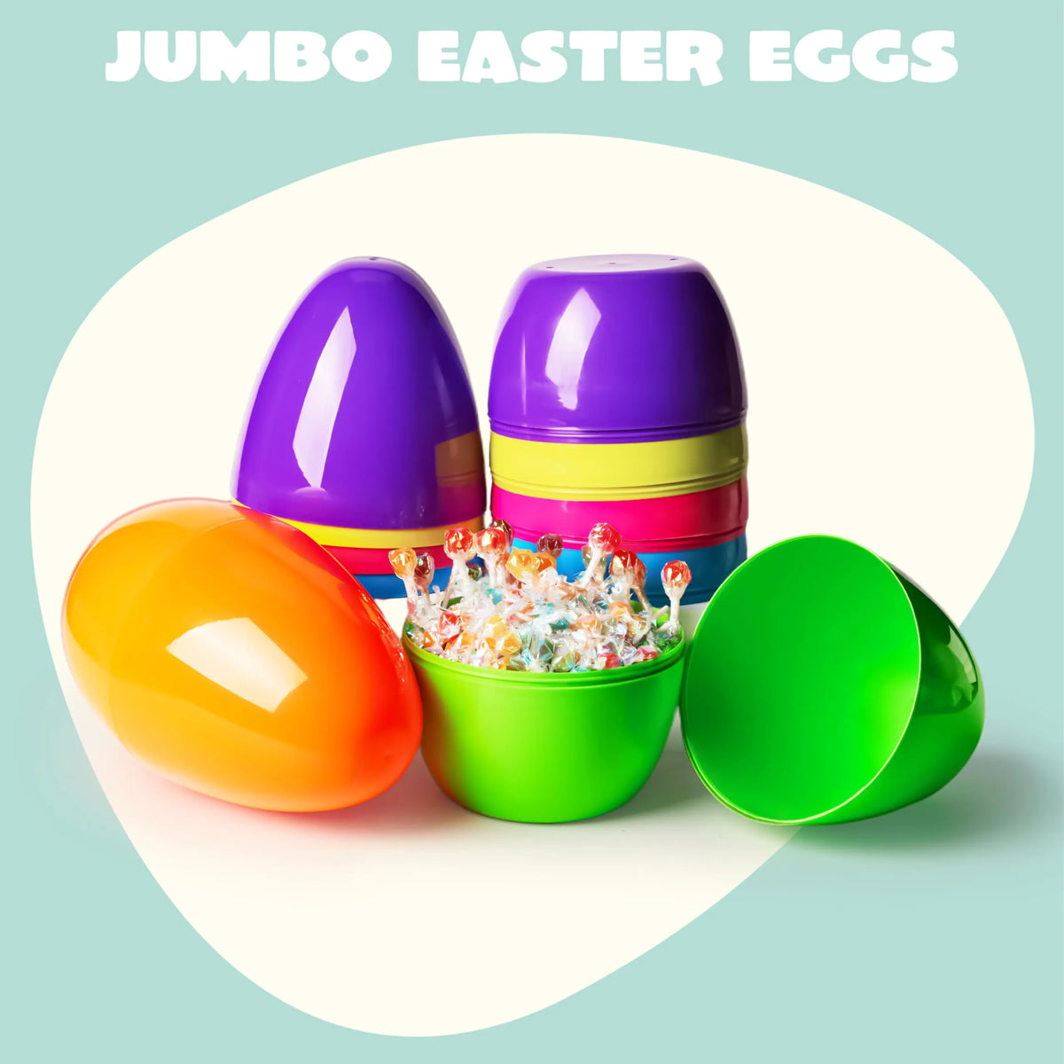8 Pack 10-Inch Jumbo Fillable Easter Eggs for Egg Hunts