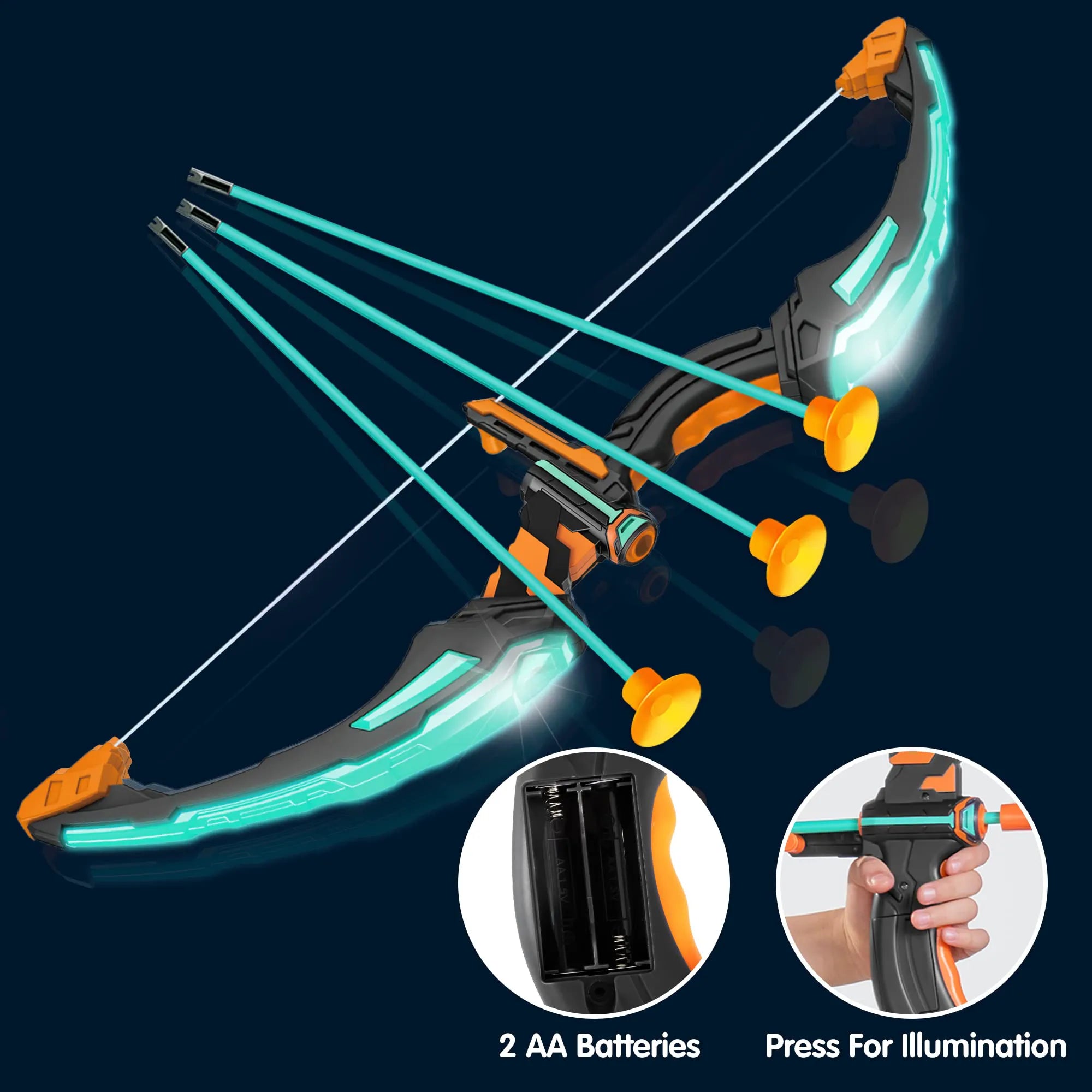 Kids LED Light Up Bow and Arrow Set - Aqua Blue