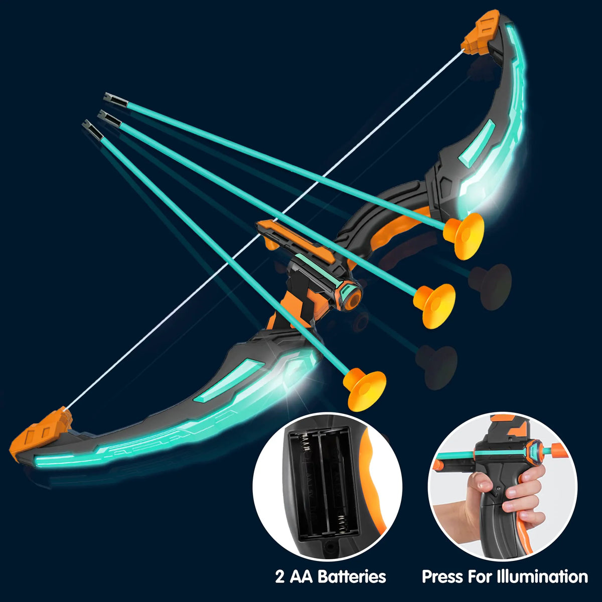 Kids LED Light Up Bow and Arrow Set - Aqua Blue