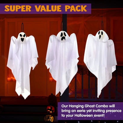 27.5" Halloween Hanging Ghost Decoration for Outdoor Use