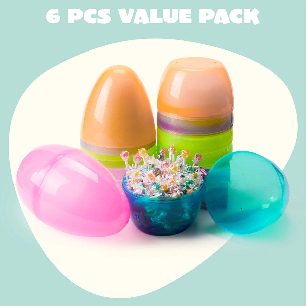 10" Jumbo Easter Eggs, 6PCS Colorful Plastic Giant Empty Fillable Eggs