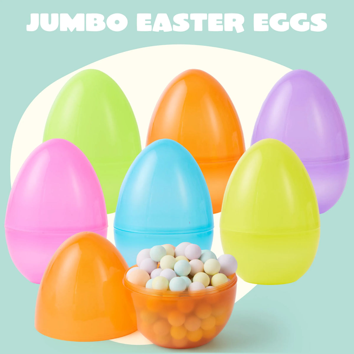 12 Large Clear Easter Eggs, 6-Inch Jumbo Plastic Fillable Eggs