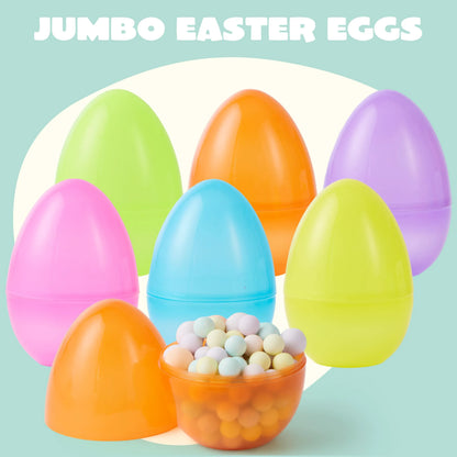 12 Large Clear Easter Eggs, 6-Inch Jumbo Plastic Fillable Eggs