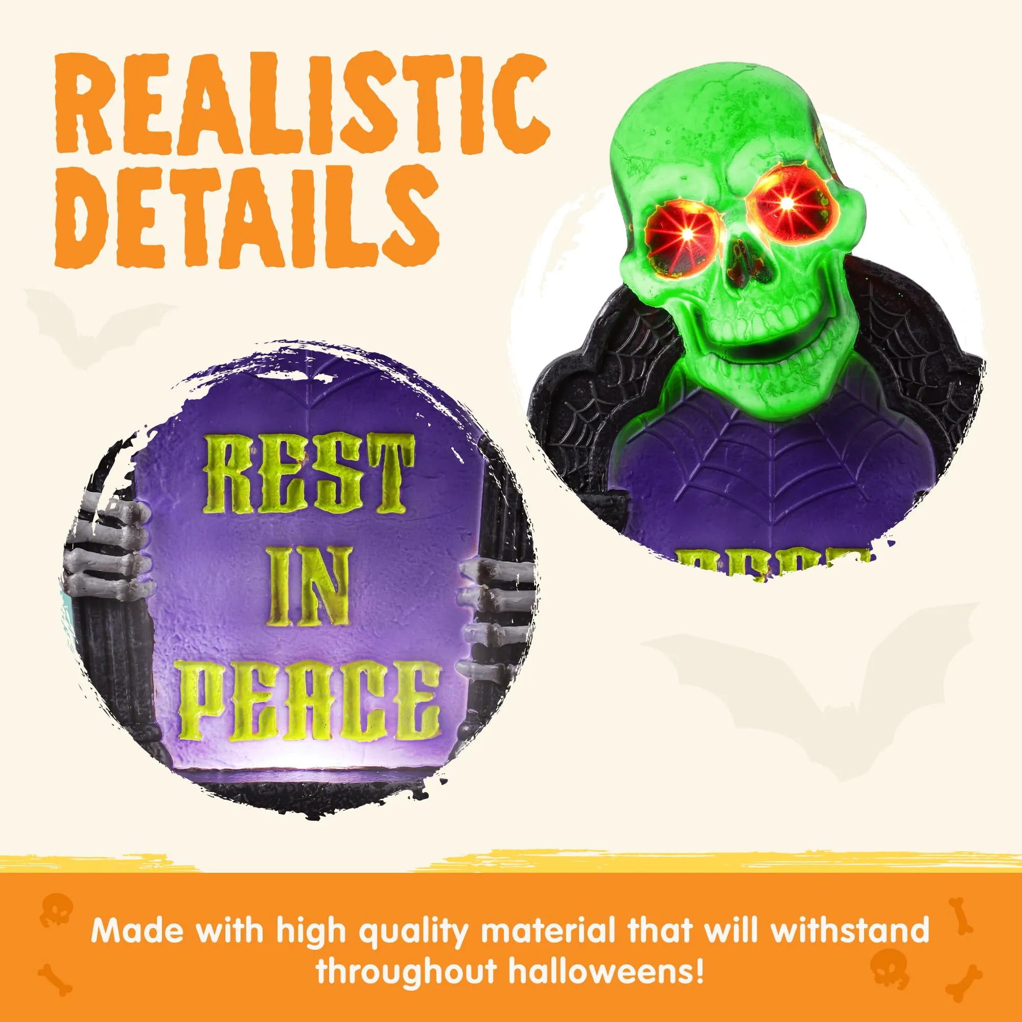 3D Plastic Tombstone for Outdoor Halloween Graveyard Decorations