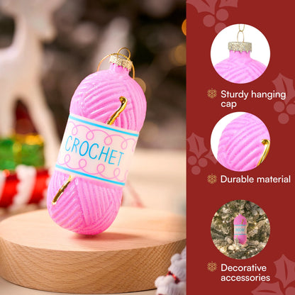 Small Crochet Glass Christmas Ornament