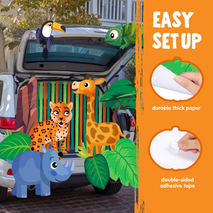 Jungle-Themed Halloween Trunk-or-Treat Decoration Kit