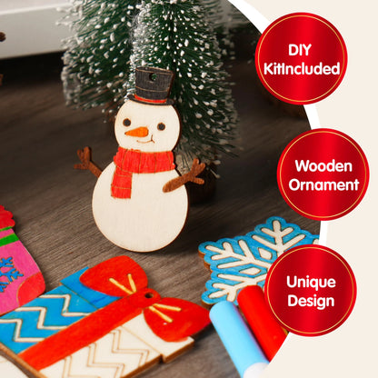 60-Piece Christmas Wooden Hanging Ornament Craft Kit