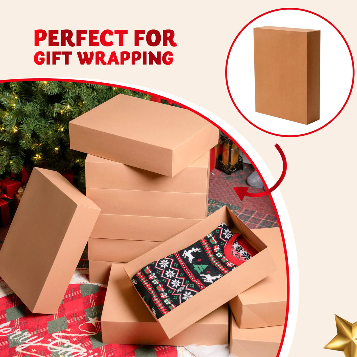 12 Pack Large Christmas Gift Boxes with Lids - 17" x 13" x 4" for Presents