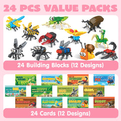 24 Pack Valentine's Day Building Block Party Favor Cards