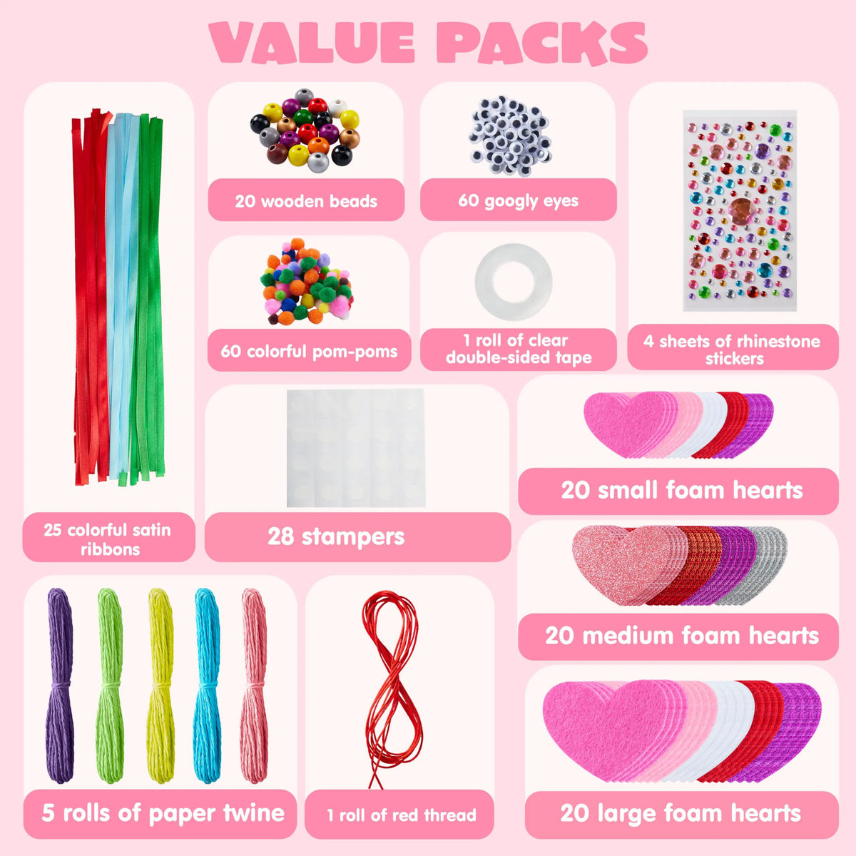 Valentine's Day 264-Piece DIY Heart Felt Craft Set
