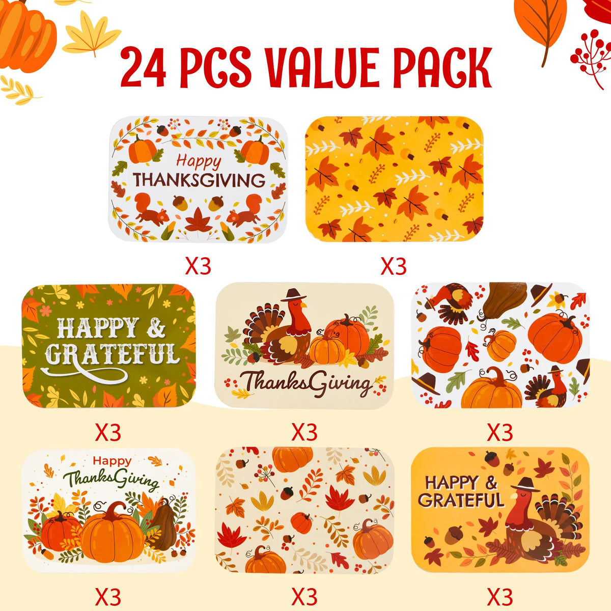 24-Pack Thanksgiving Leftover Containers with Lids