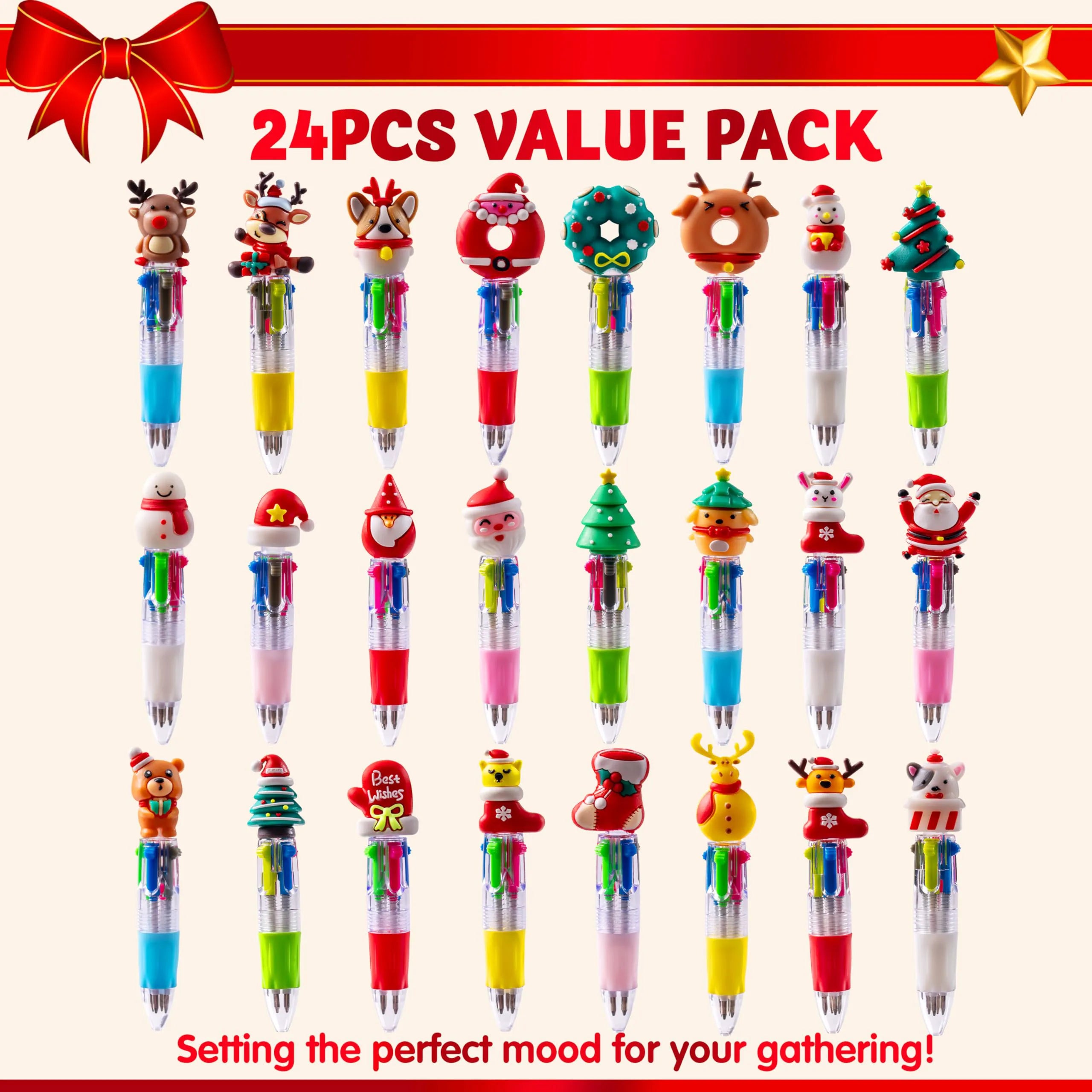 24 Pack Christmas Multicolor Pens for Kids