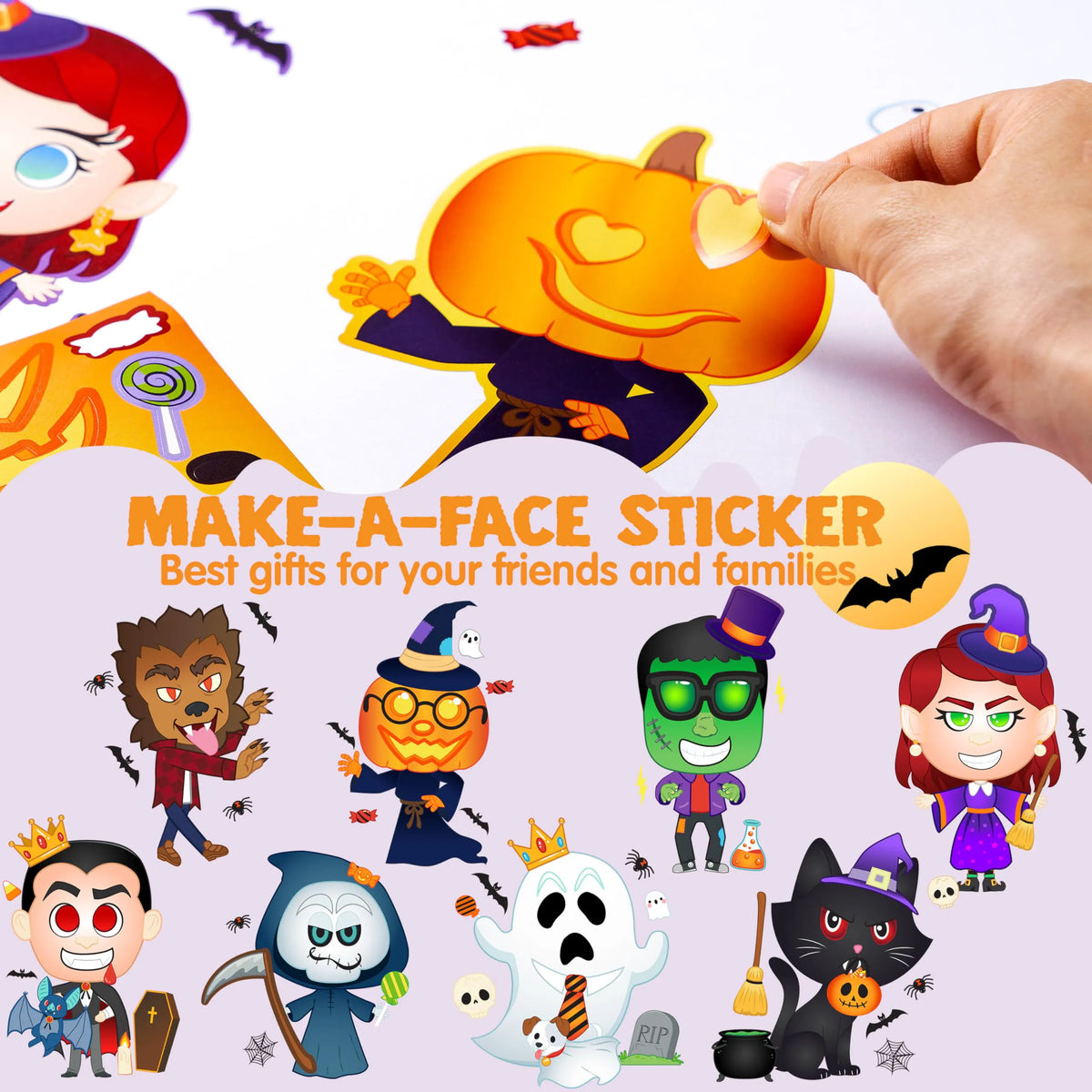 24 Halloween Make-a-Face Stickers - Party Favors for Kids