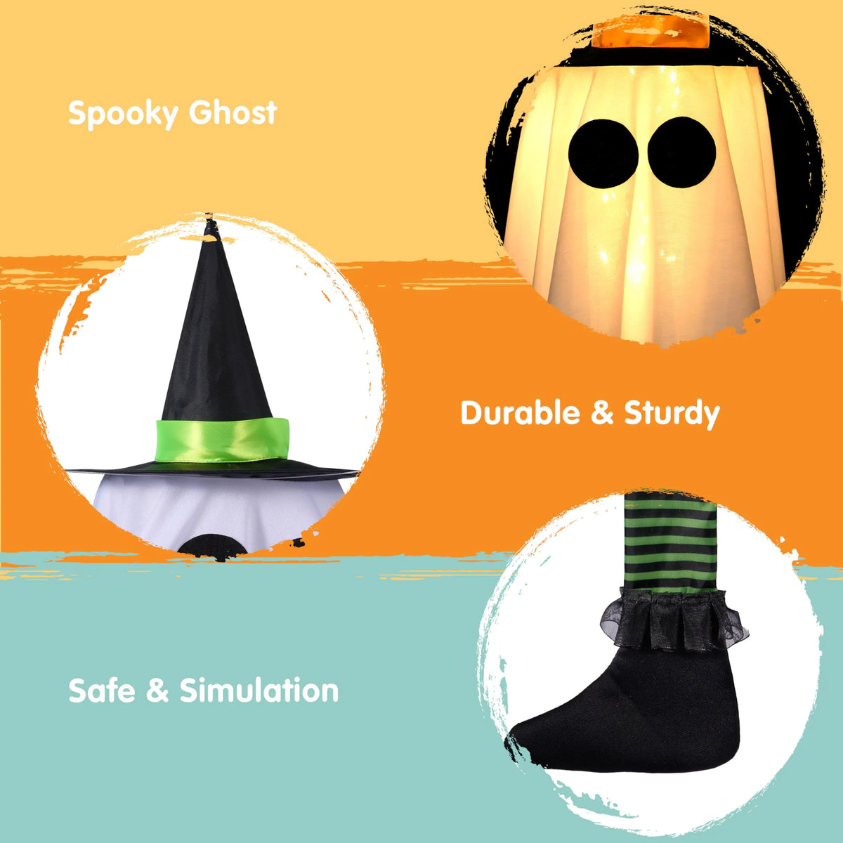 23.6" 3PCS Halloween Hanging Ghost Decorations for Outdoor