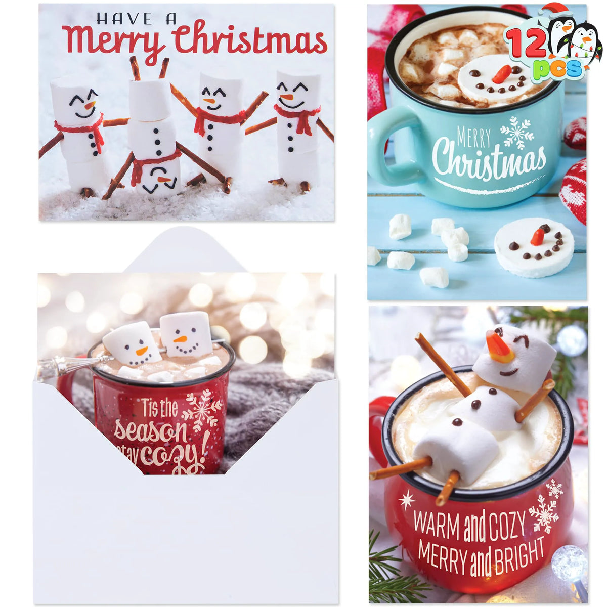 12 Christmas Greeting Cards with Envelopes