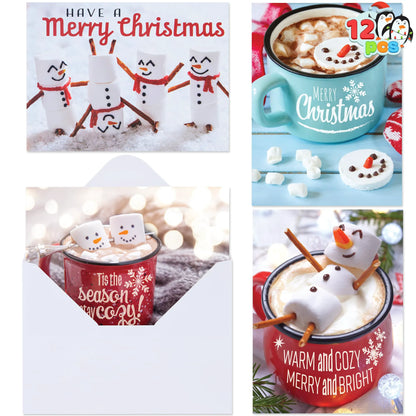 12 Christmas Greeting Cards with Envelopes