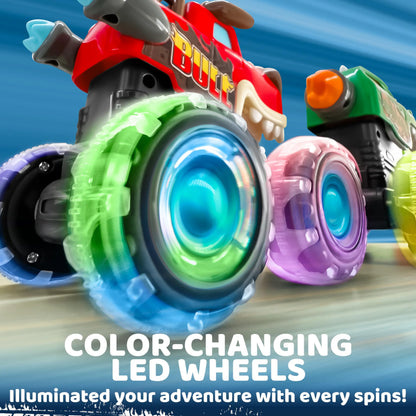 3-Pack Monster Truck Toys - Motion-Activated Light-Up Cars for Toddlers