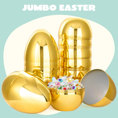 24 Large Plastic Golden Easter Eggs, 6-Inch Jumbo Fillable Eggs