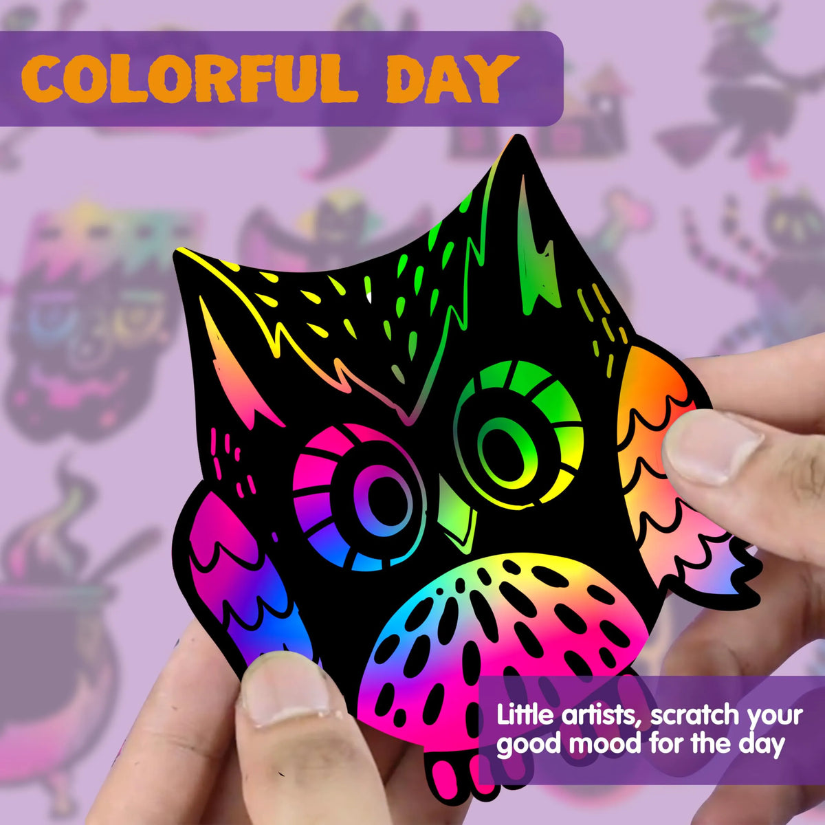 120-Pack Halloween Rainbow Scratch Art Craft Kit for Kids