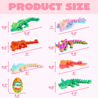 28-Pack 3D Printed Dragon with Valentine's Day Cards for Classroom Exchange