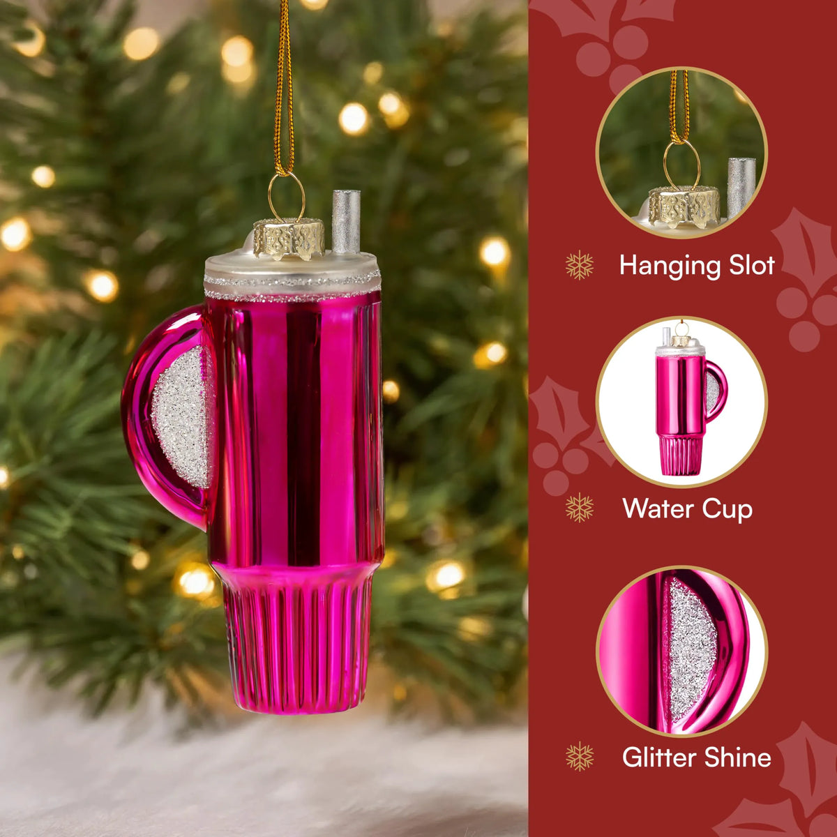 Christmas Red Glass Small Water Cup Ornament