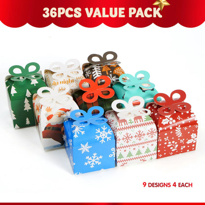 36 Pack Christmas Goody Gift Boxes with Bows
