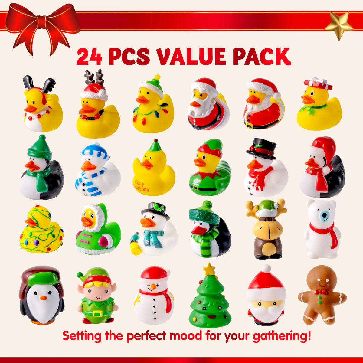 24 Days of Christmas Advent Calendar with Rubber Ducky Bath Toys