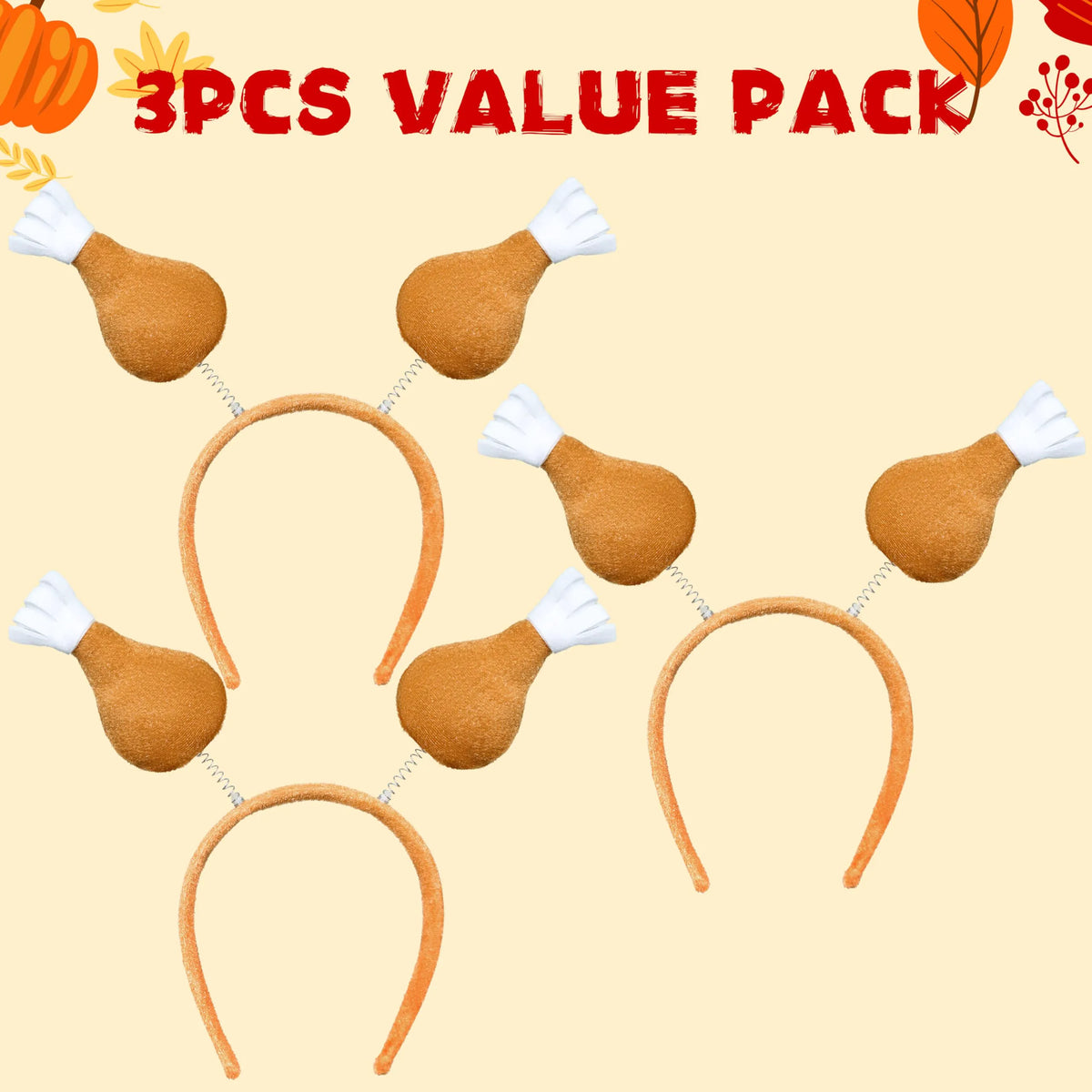 3-Pack Thanksgiving Turkey Leg Headband Accessories