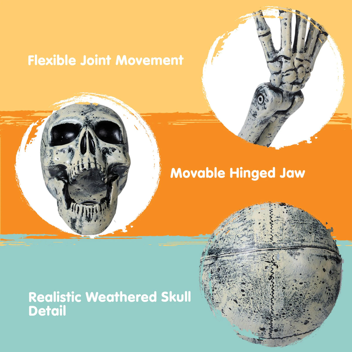 3-Piece Halloween Skeleton Decoration Set for Outdoor Use