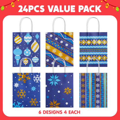 24 Pack Christmas Kraft Gift Bags