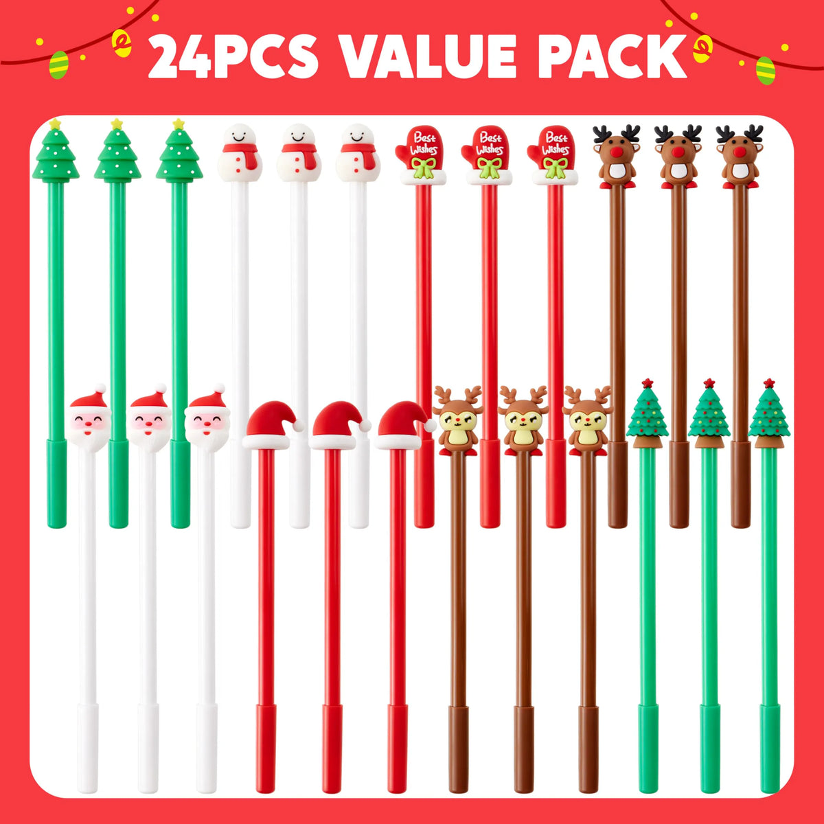 24 Pack Christmas Fun Pens - Bulk Set
