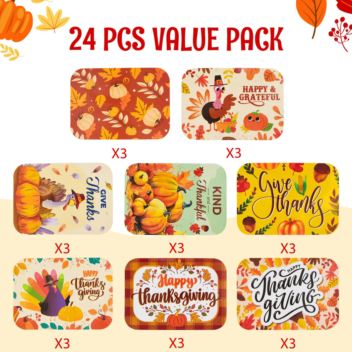 24-Pack Thanksgiving Leftover Containers with Lids