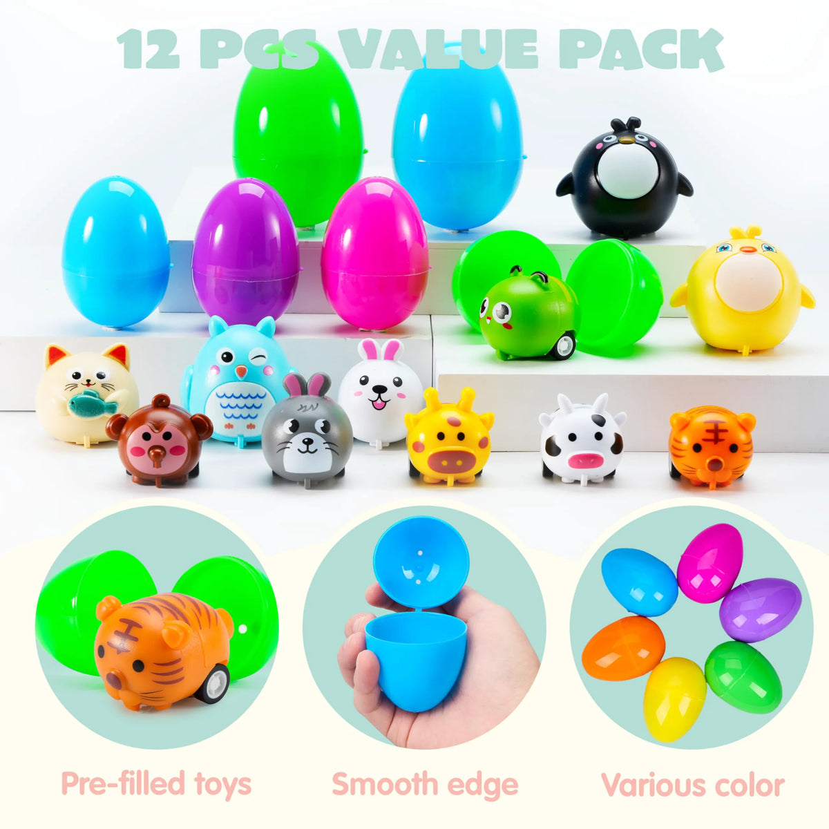 12 Prefilled Easter Eggs with Toys