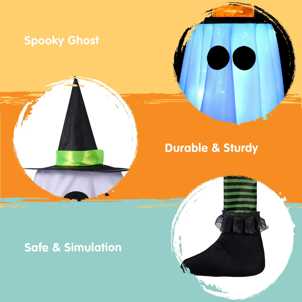 23.6" 3-Pack Halloween Hanging Ghosts Outdoor Decorations