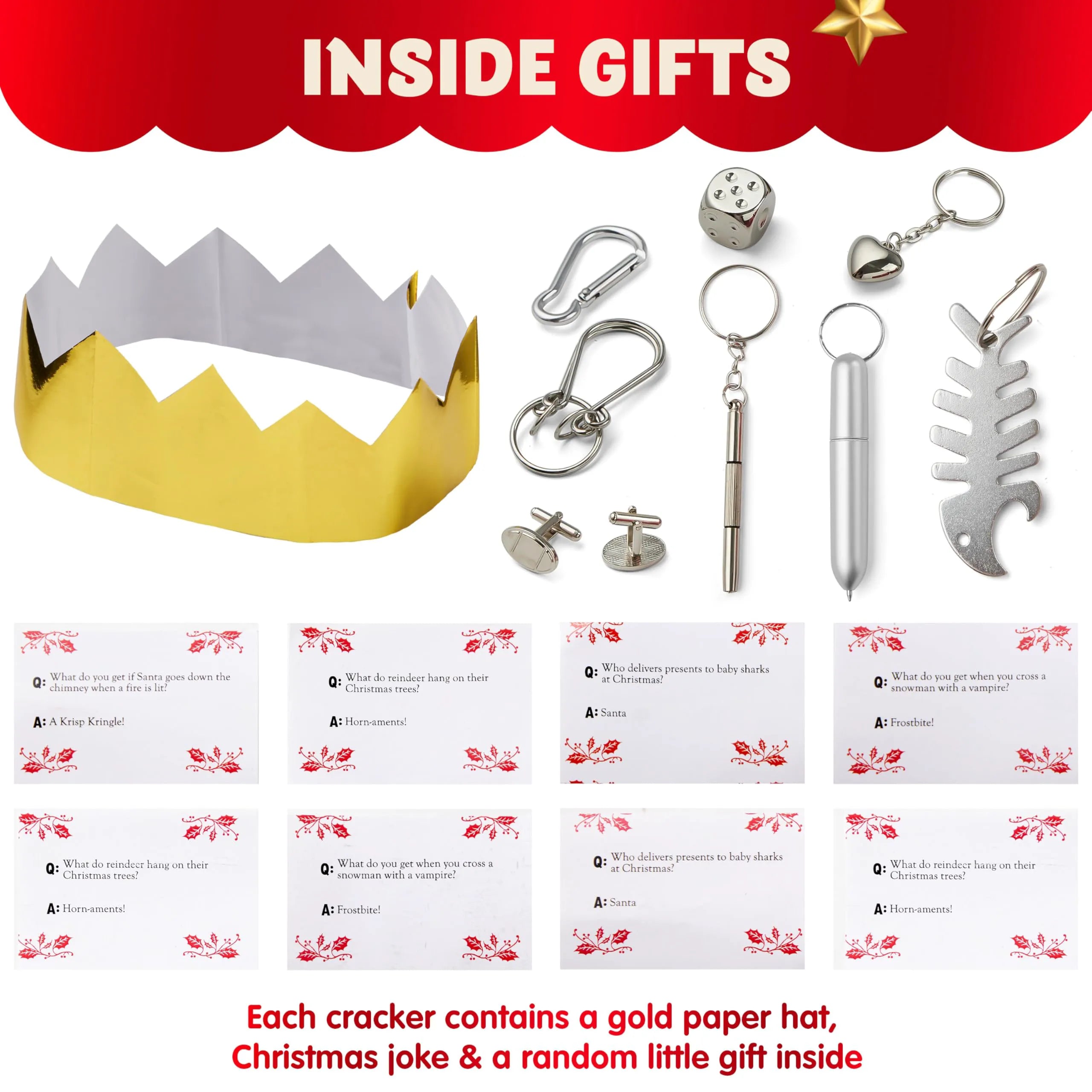 Gold & Silver Snowflake Christmas Party Favors (10in, 8 Pack)