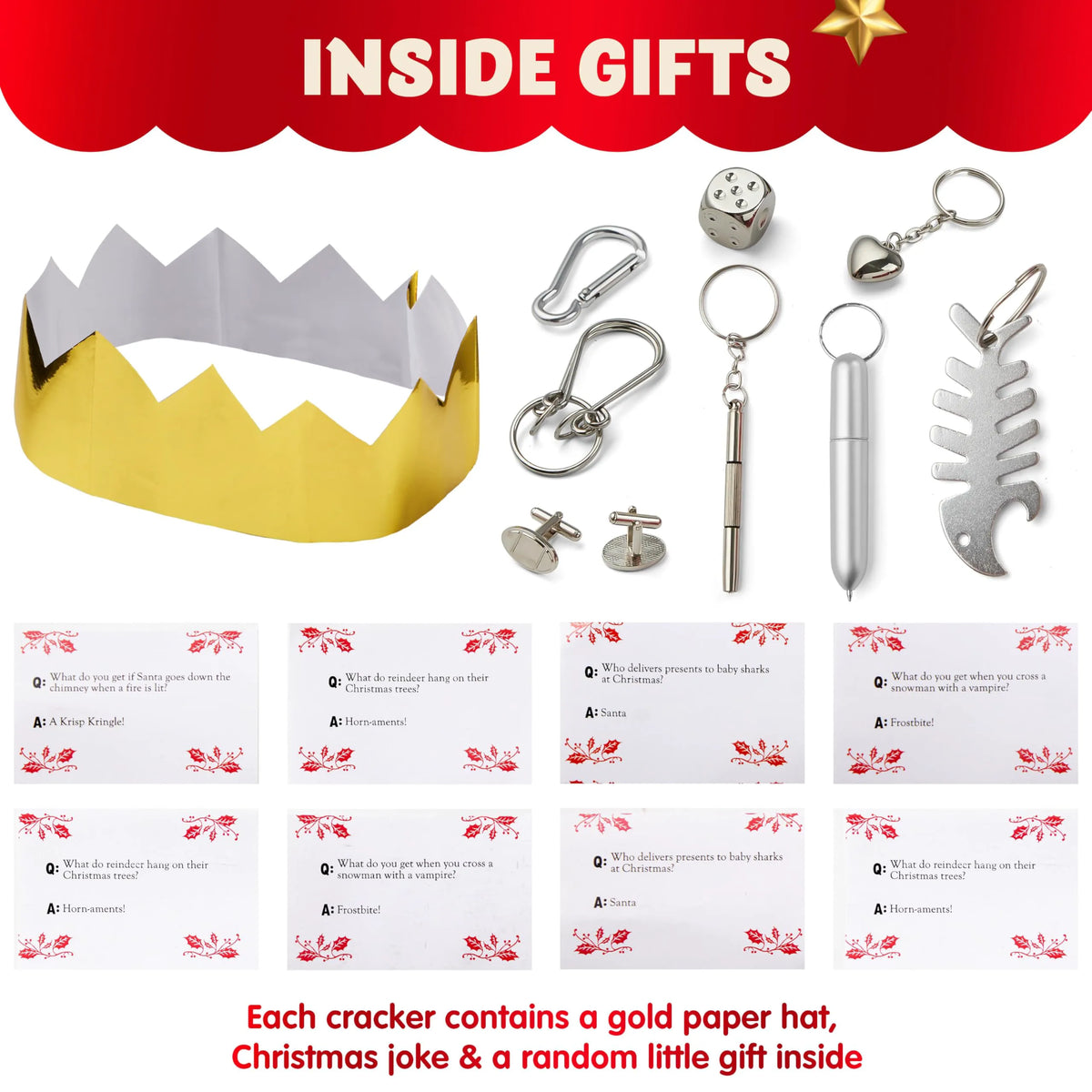 Gold & Silver Snowflake Christmas Party Favors (10in, 8 Pack)
