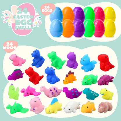 24 Pack Easter Eggs with Mochi Squishy Toys - Prefilled