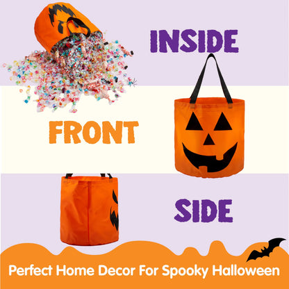 Set of 3 Halloween Candy Pumpkin Buckets