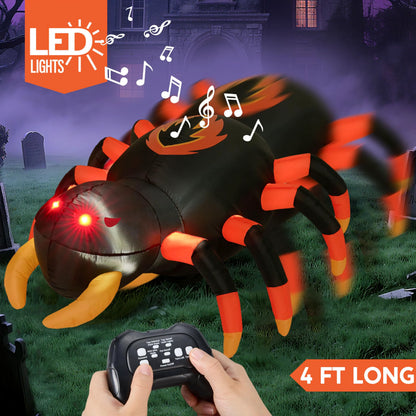 4-Foot Halloween Inflatable Spider with Remote Control