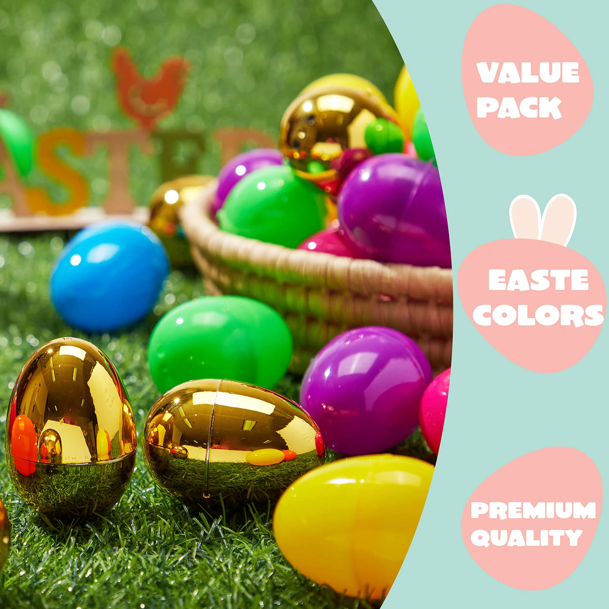 50 Pack Fillable Plastic Easter Eggs for Easter Egg Hunt